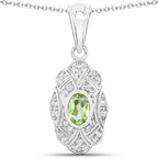 0.55 Carat Genuine Peridot and White Topaz .925 Sterling Silver Pendant