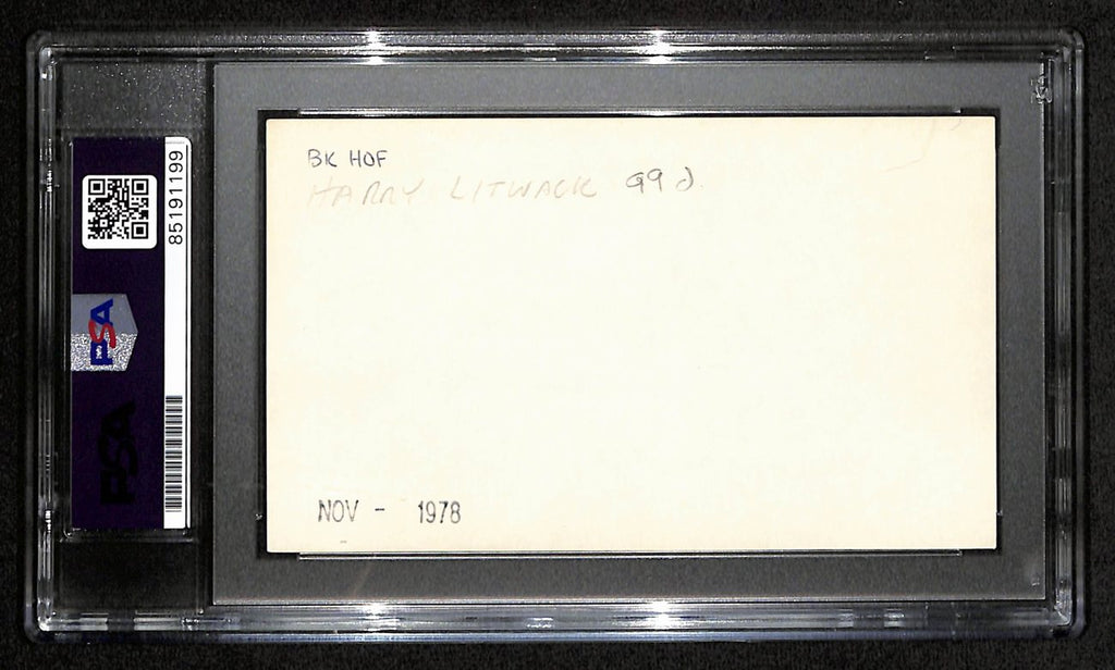 Harry Litwack HOF Signed/Auto 3x5 Index Card Temple PSA/DNA 188555