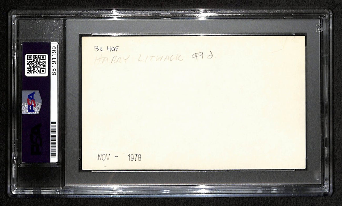 Harry Litwack HOF Signed/Auto 3x5 Index Card Temple PSA/DNA 188555