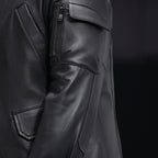Varsity Leather Jacket with Duckdown Lining // Black