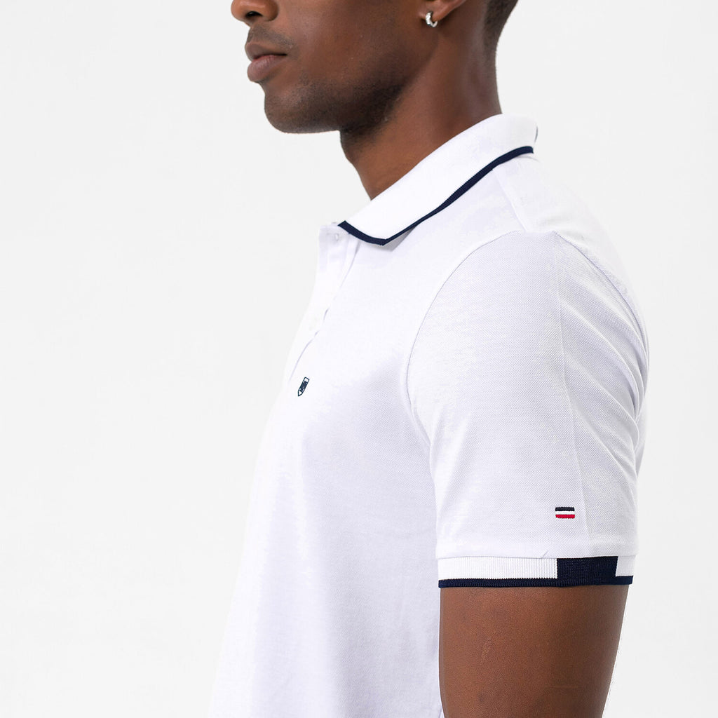 Marcelo Short Sleeve Polo Shirt // White + Navy