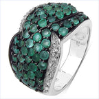 2.28 Carat Genuine Emerald & White Topaz .925 Sterling Silver Ring