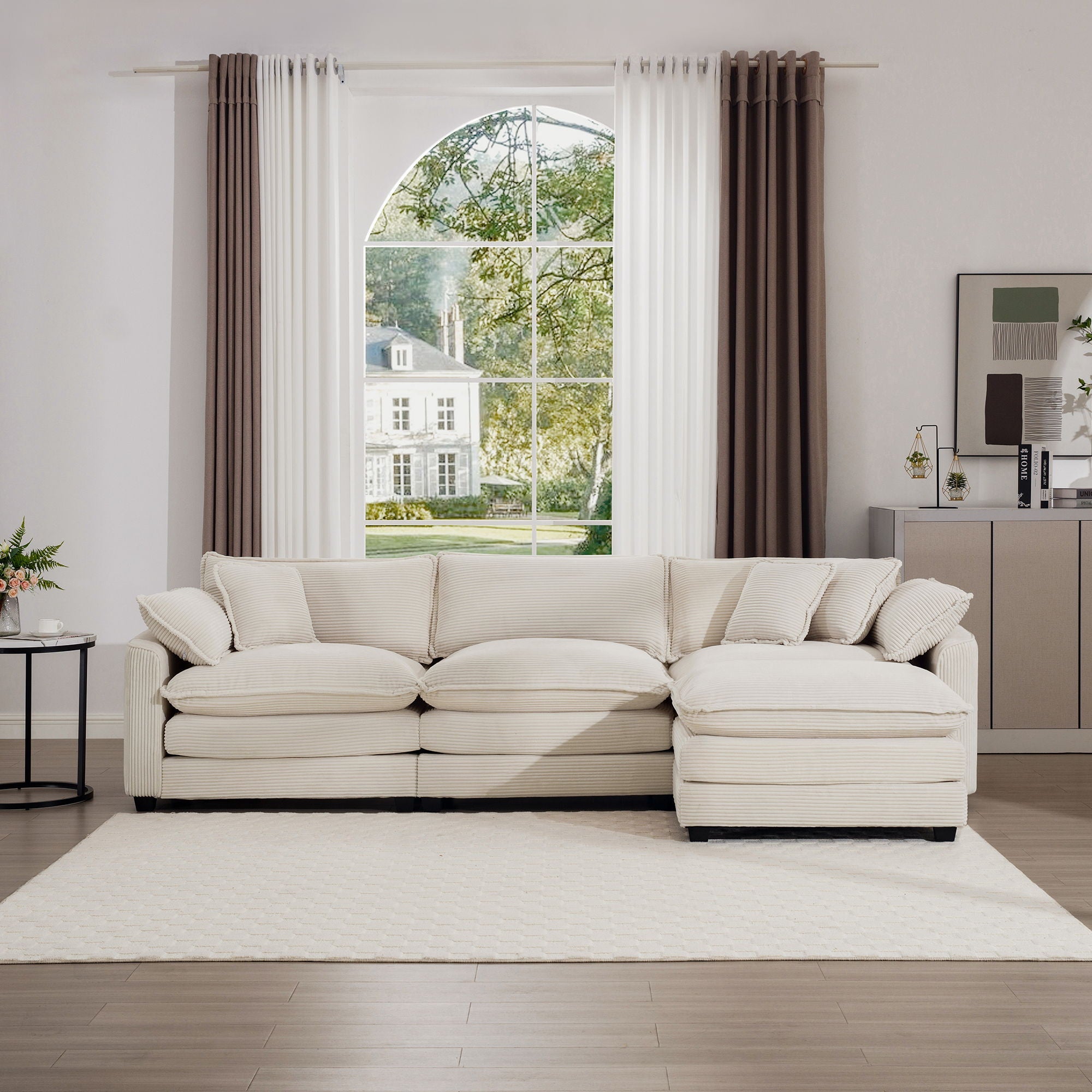 Modern Oversized Modular Cushion Sofa With Ottoman