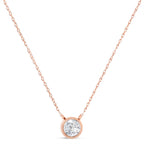 AGS Certified 10K Rose Gold 1/5 Cttw Bezel Set Round Diamond Solitaire 16-18" Adjustable Pendant Necklace (H-I Color, VS1-VS2 Clarity)