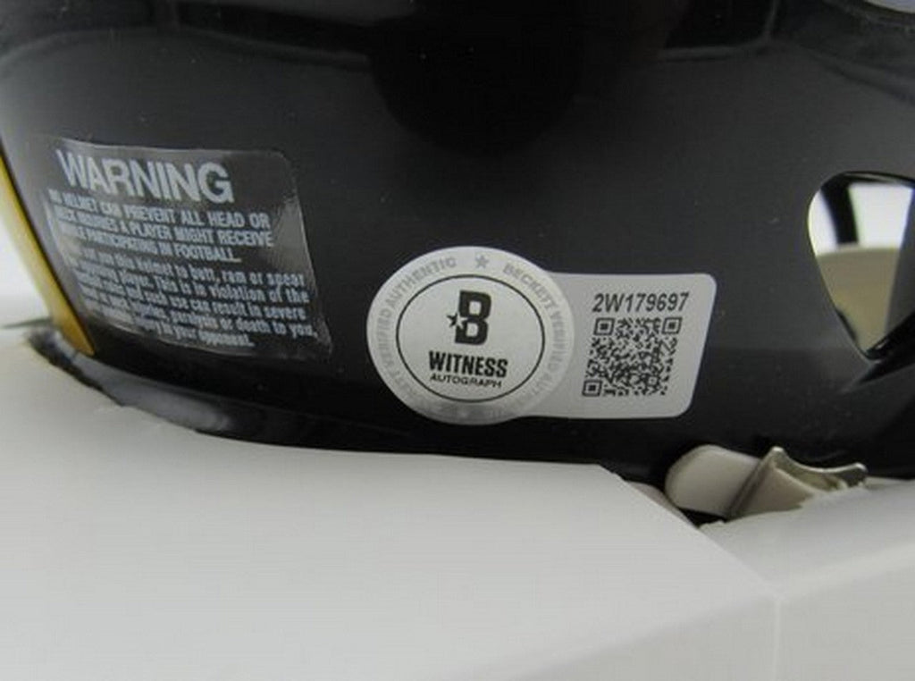 Rocky Bleier HOF Signed/Inscr Black Mini Helmet Steelers Becket Witness 191560