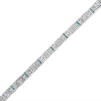 14K White Gold Princess-Cut white and Blue Diamond 3.00 cttw Fashion Link Bracelet (H-I Color, SI1-SI2 Clarity)