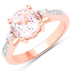 2.73 Carat Genuine Kunzite and White Topaz .925 Sterling Silver Ring