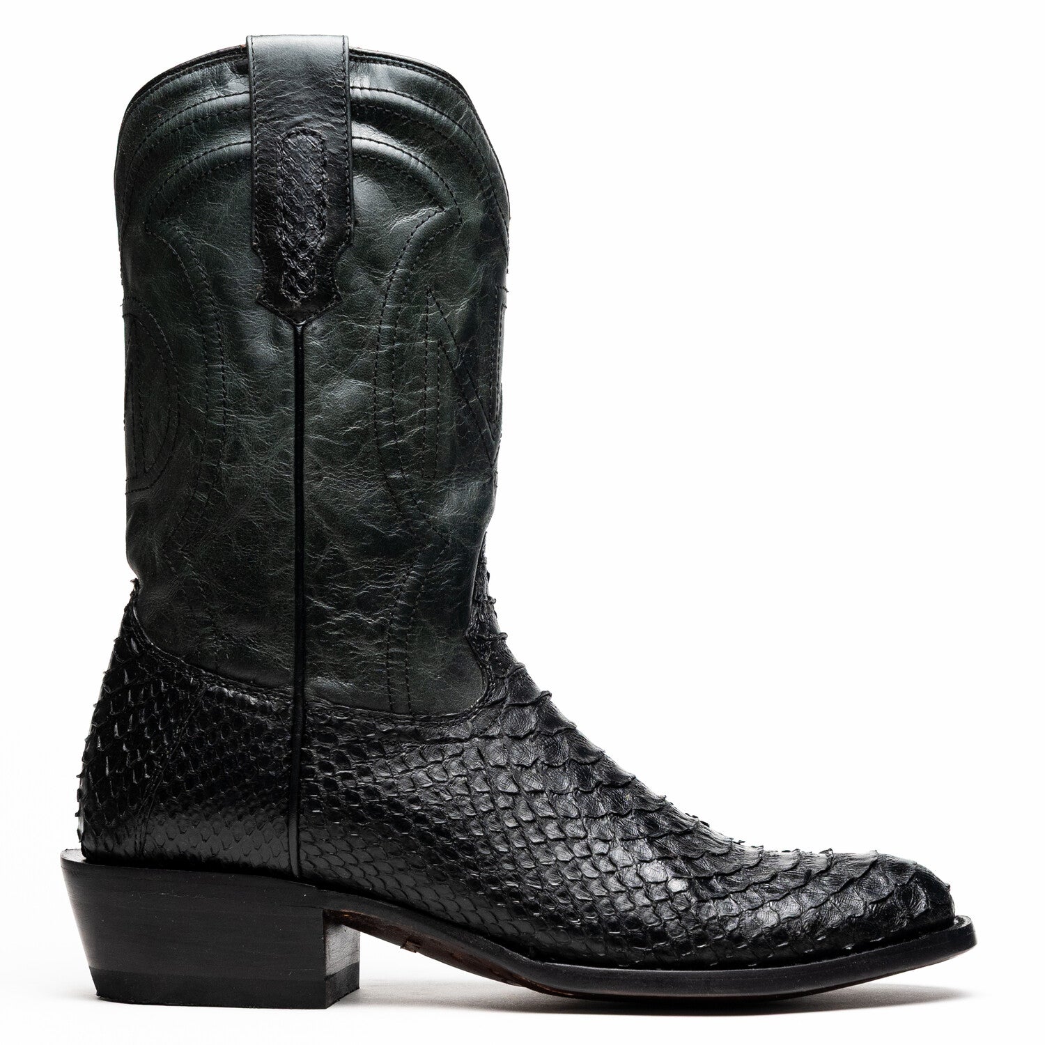 Western Collection Kansas // Python Leather Cowboy Boot // Black