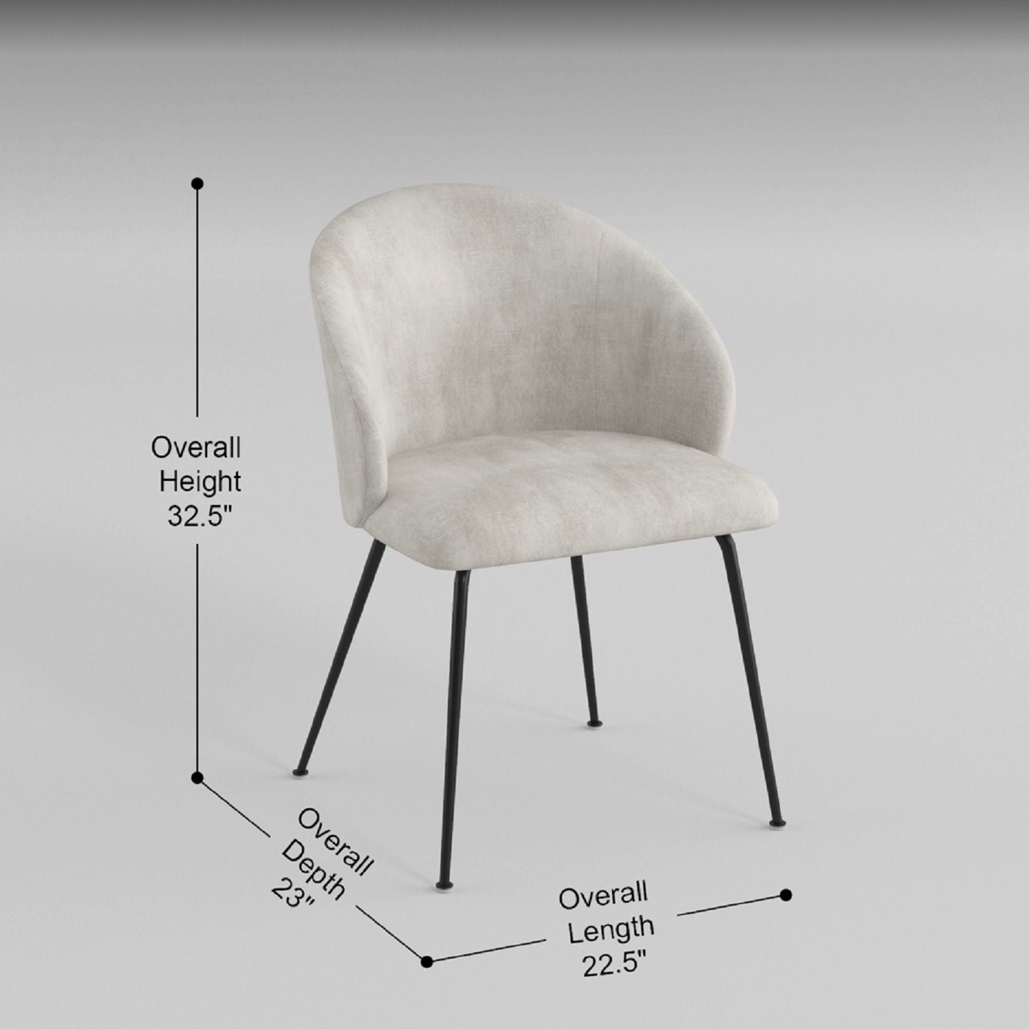 Velvet Upholstery Side Chairs 2 Piece Set With Metal Legs - Beige