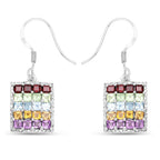 4.32 Carat Genuine Multi Stones .925 Sterling Silver Earrings