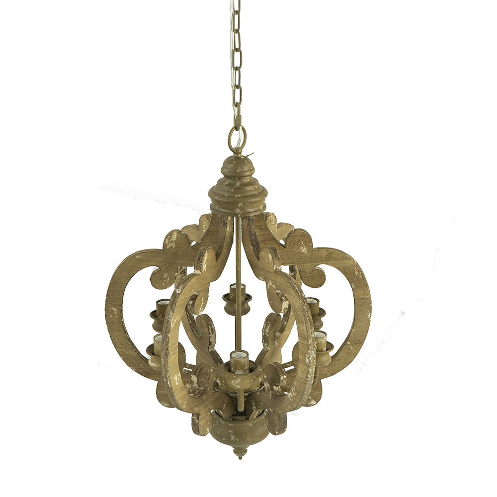 Farmhouse Chandelier, 6 Light Wood Chandelier Living Room Entryway