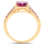 14K Yellow Gold Plated 3.32 Carat Genuine Rhodolite and White Topaz .925 Sterling Silver Ring