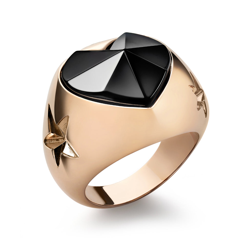 Baccarat Gold Vermeil Star of My Heart Crystal Ring // Black