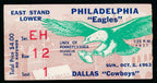 October 6, 1963 Ticket Stub Philadelphia Eagles vs. Dallas Cowboys 188434