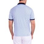 Contrast Checkered Pattern Short Sleeve Polo Shirt // White