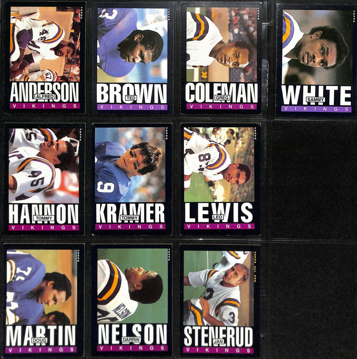 1985 TOPPS Football Minnesota Vikings  Complete Team Set 10/10 Cards 189275
