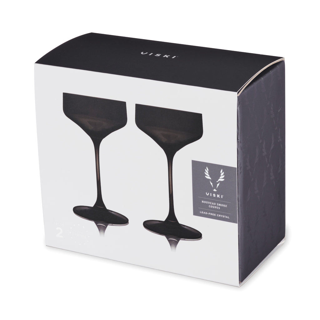 Reserve Nouveau Crystal Coupe Glasses in Smoke Set of 2