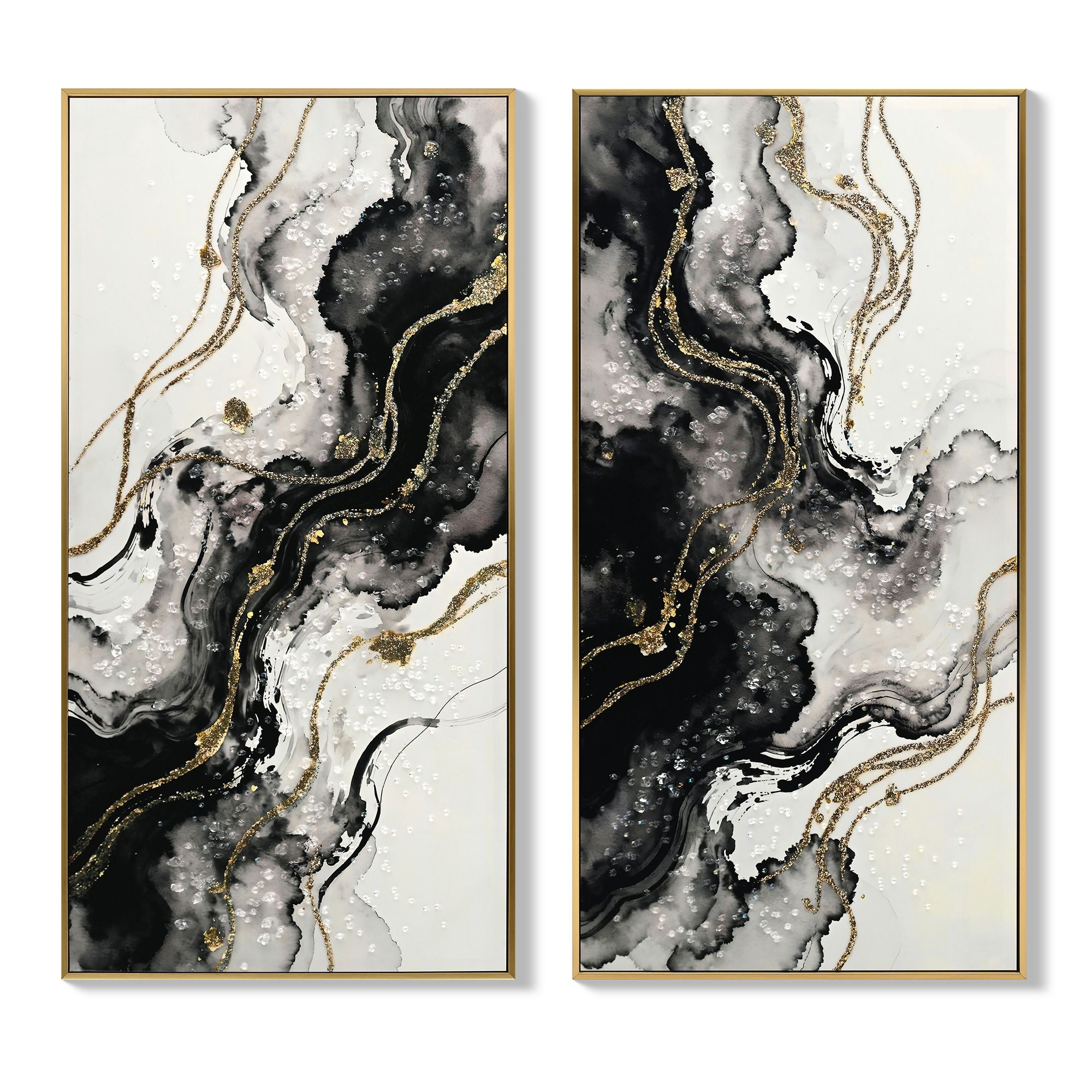 Large Framed And Abstract Wall Art - White / Black