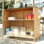 Hawaiian-Style Bar Height Patio Set With PE Grass Canopy - Natural