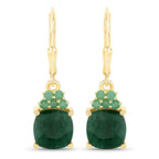 4.50 Carat Dyed Emerald and Emerald .925 Sterling Silver Earrings