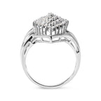 10K White Gold 1/2 Cttw Diamond Pear Shaped Cluster Ring (H-I Color, I1-I2 Clarity) - Ring Size 7