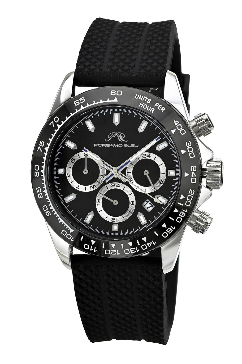 Preston Sport Silicone Silver Tone & Black Men's Watch 1037BPRR