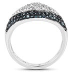 0.50 Carat Genuine Blue Diamond and White Diamond .925 Sterling Silver Ring