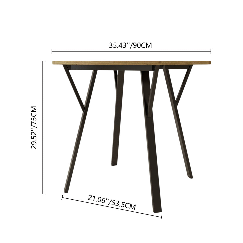 Round Dining Table - Rustic Brown