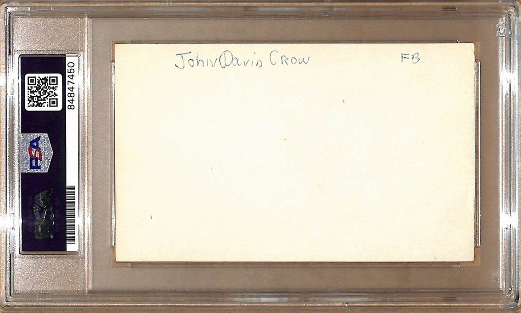 John David Crow Autographed 3x5 Index Card Texs A&M Heisman PSA/DNA 179062