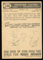 1959 TOPPS Football Card #108 Signed/Auto Proverb Jacobs Philadelphia Eagles