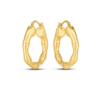 14k Yellow Gold Medium Bamboo Hoop Earrings