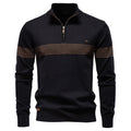 Quarter Zip Striped Sweater // Black
