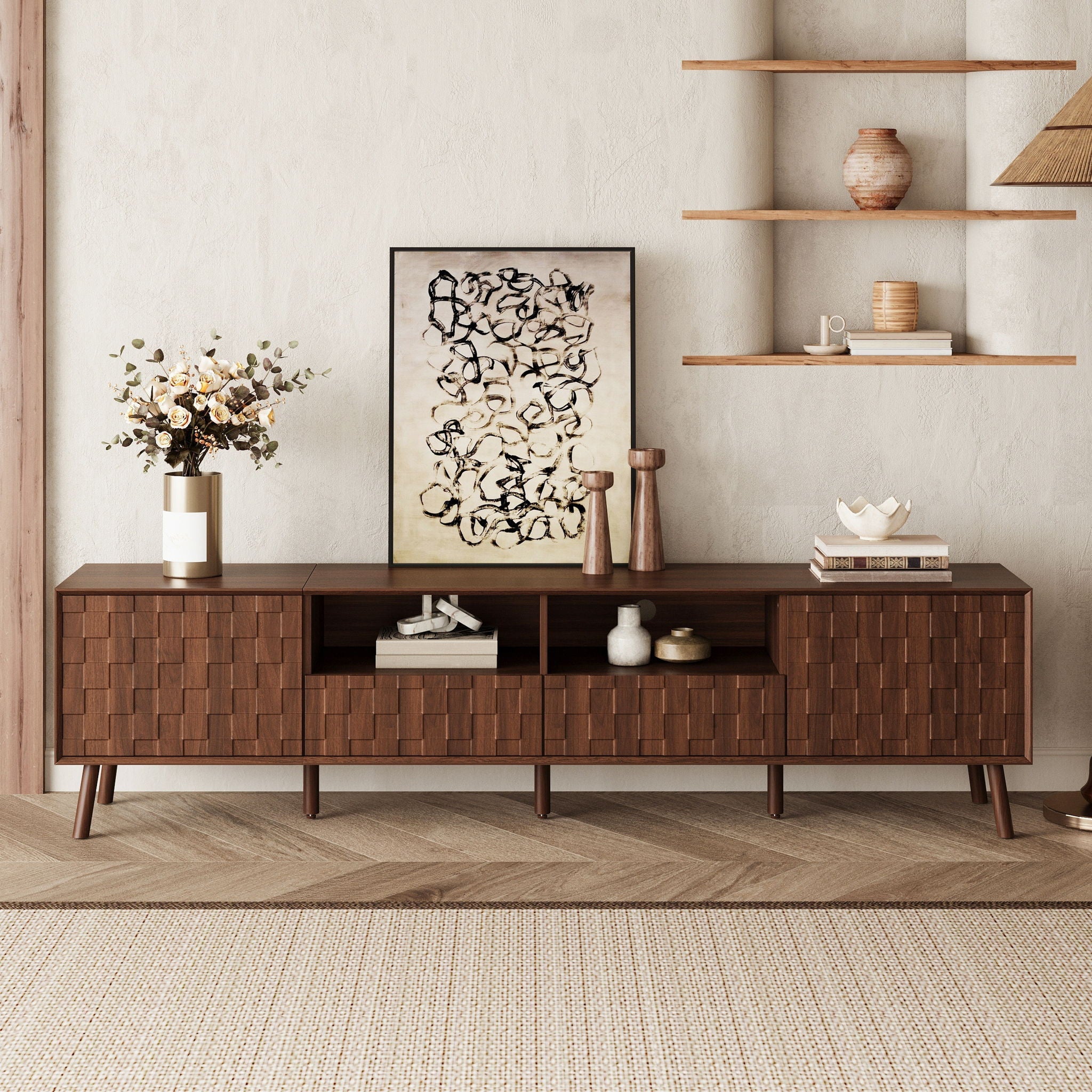TV Stand With Drawers - Walnut