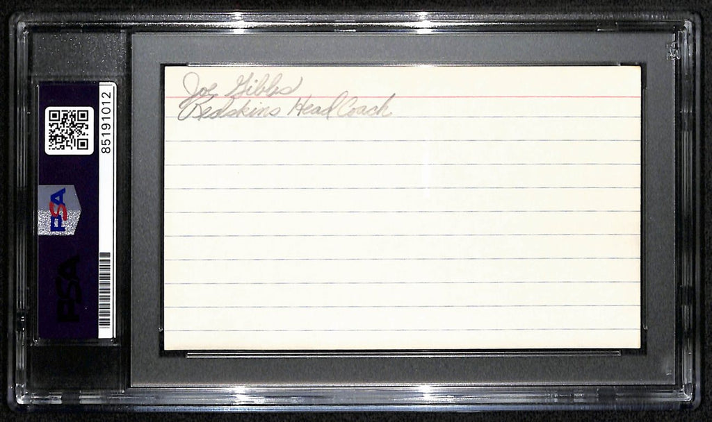 Joe Gibbs HOF Signed/Auto 3x5 Index Card Washington Redskins PSA/DNA 187464