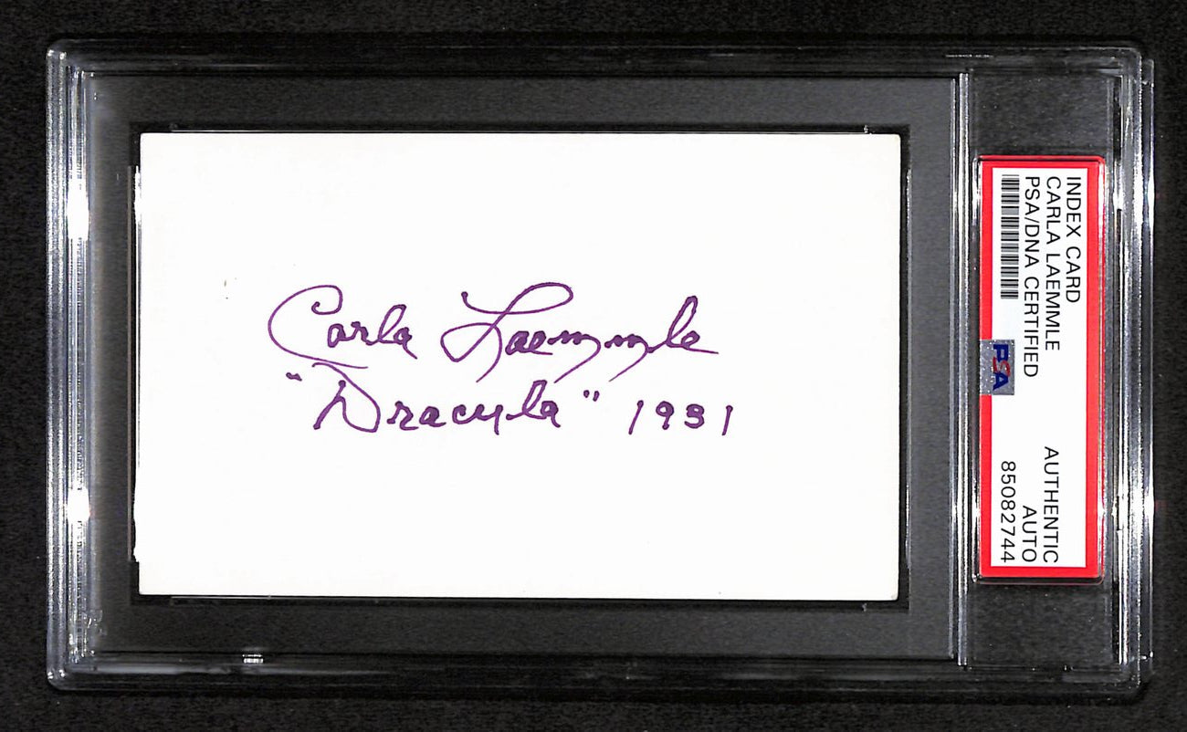 Carla  Laemmle Signed/Inscribed 3x5 Index Card "Dracula" 1931 PSA/DNA 183931