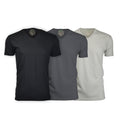 Semi-Fitted V Neck T-Shirt // Black + Heavy Metal + Sand // Pack of 3