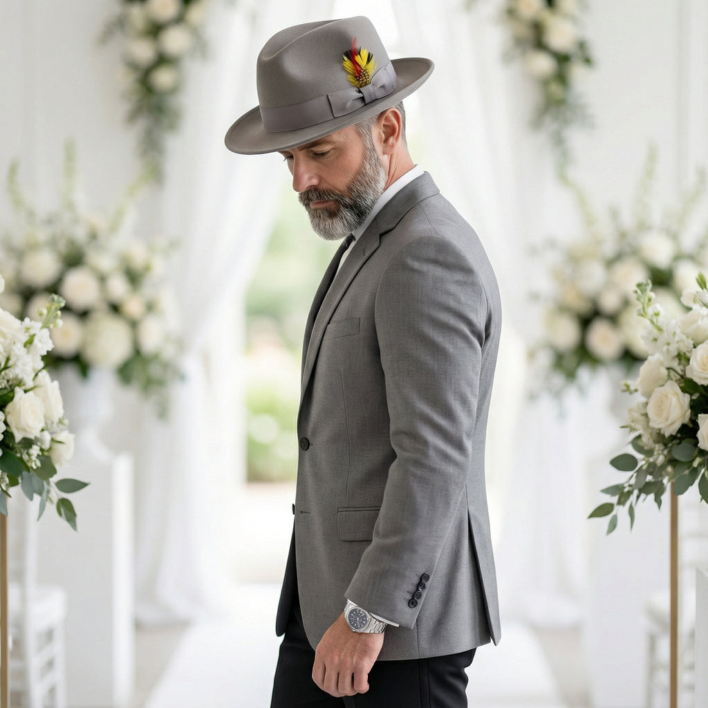 Light Gray Crushable Wool Felt Fedora Hat for Men – 100% Australian Wool