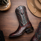 Western Collection Missouri // Python Leather Cowboy Boot // Black Cherry