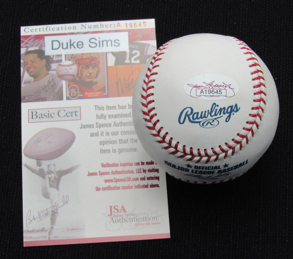 Duke Sims Signed/Auto Yankees 100th OML Baseball JSA  186890