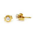 Cubic Zirconia Round 14K Gold Filled Stud Earrings Stainless Steel Jewelry Men Women