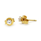 Cubic Zirconia Round 14K Gold Filled Stud Earrings Stainless Steel Jewelry Men Women