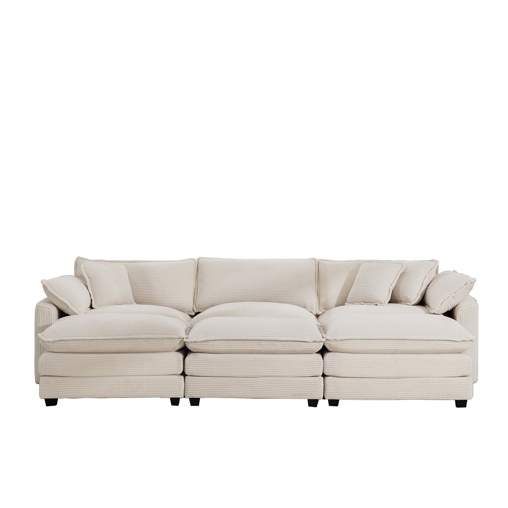 Modern Oversized Modular Cushion Sofa With Ottoman