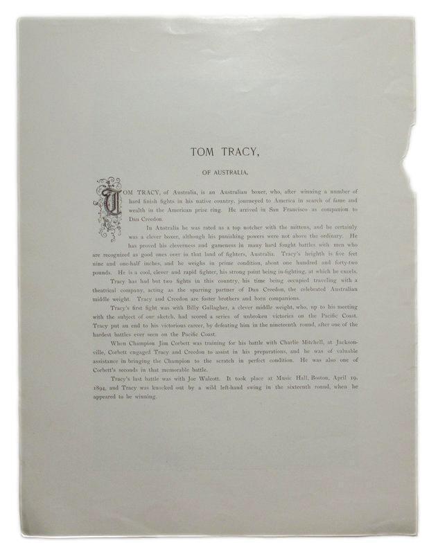 Tom Tracy Australia 1895 Boxing Gladiators 11x15 Supplement Poster