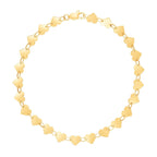 14k Yellow Gold 7 inch Mirrored Heart Chain Bracelet