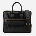 The Cortona Black Python Leather Men’s Laptop Briefcase