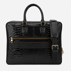 The Cortona Black Python Leather Men’s Laptop Briefcase