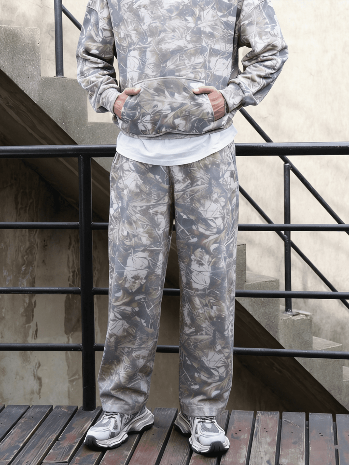 Camo Oversized Heavyweight French Terry Open-Hem Sweatpants