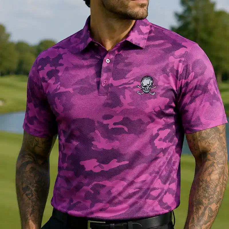 Camo X Cool-Stretch Golf Shirt (Purple)