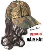 Camo Redneck Mullet Hat with Hair - Men's Hillbilly Halloween Costume Prop Wig