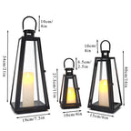 11/16/21''H Metal Outdoor Candle Holder Hanging Lantern with Tempered Glass